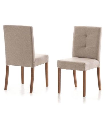 Kit Com 02 Cadeiras Andenne Sem Braço Encosto Estofado Pés Amêndoa - 67625