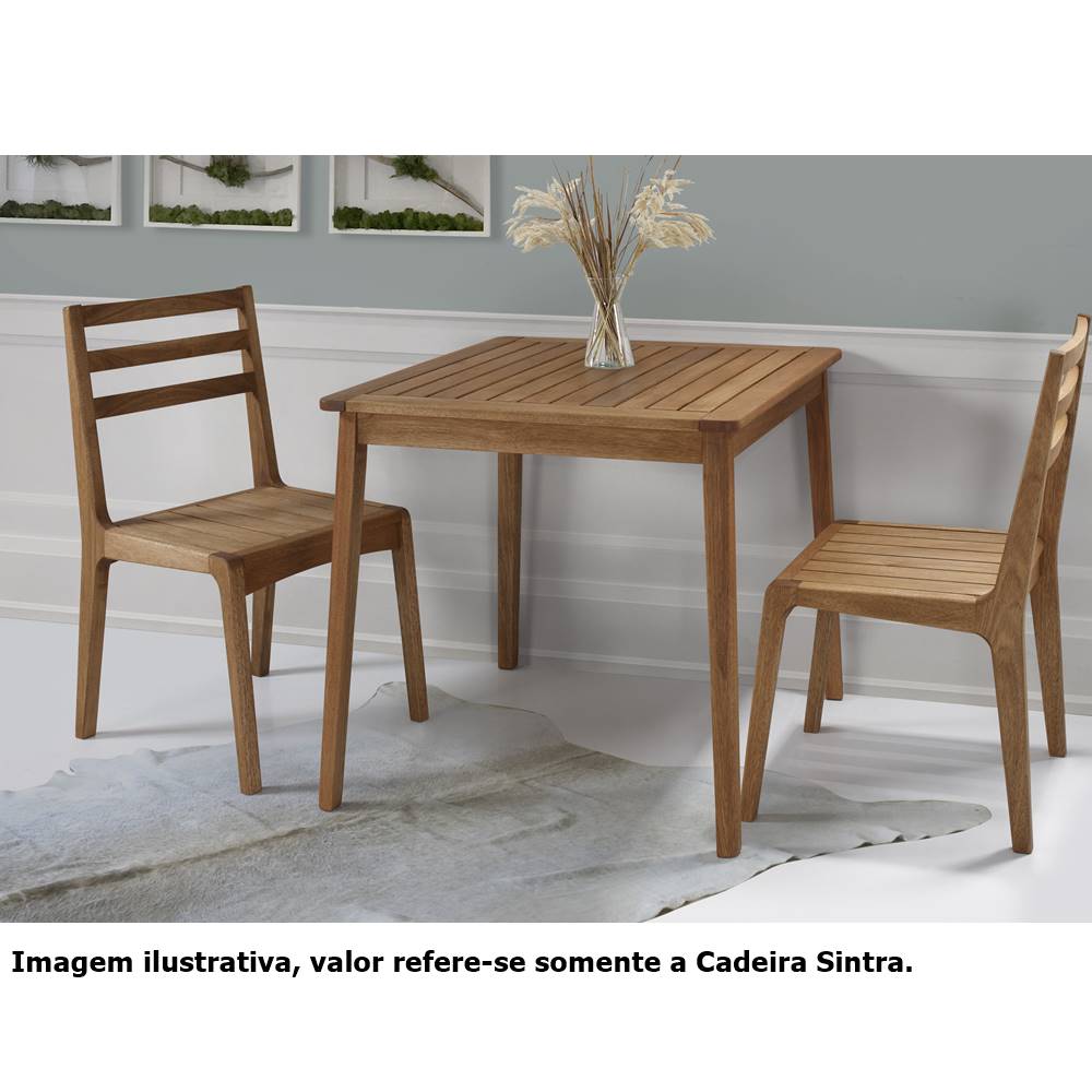 foto ambientada com a mesa e a cadeira sintra