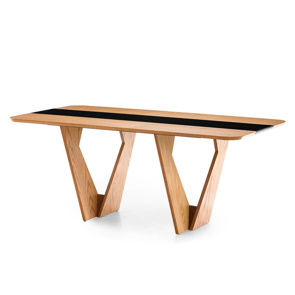 Conjunto-Mesa-de-Jantar-Dinant-Vidro-Preto-e-Base-Amendoa---Cadeiras-Andenne-Encosto-Estofado---67648