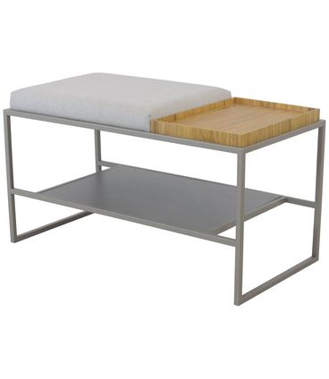 Banco Sapateira Eros Assento Perola e Base Champagne 120cm - 67681