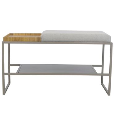 Banco Sapateira Eros Assento Perola e Base Champagne 120cm - 67681