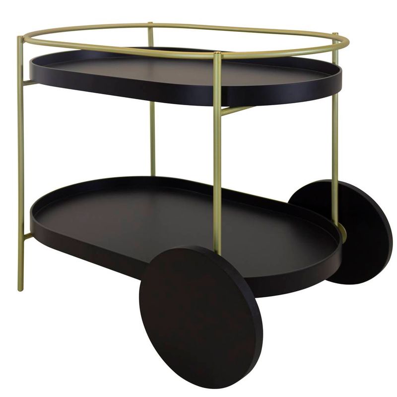 CarrinhoParaBarNiallPretoComEstruturaDourada90cm