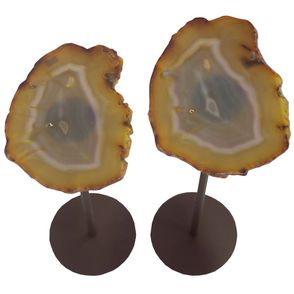 Mesa de Apoio Nala Pedra Natural Base Aco Corten 59cm - 67732