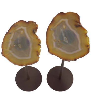 Mesa de Apoio Nala Pedra Natural Base Aco Corten 59cm - 67732