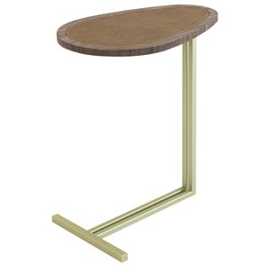 Mesa De Apoio Morelia Tampo Nogueira Recouro Caramelo Base Dourada - 67742
