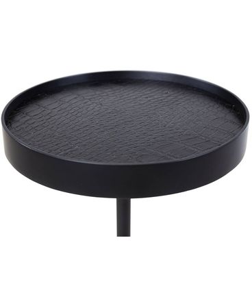 Mesa de Apoio Kyoto Alta Laca Preta Recouco Croco Preto Base Preta 60cm - 67764