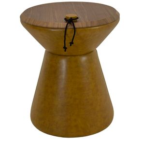 Mesa Lateral Sidney Alta Tampo Nogueira Base PU Caramelo e Cordao Preto - 67782