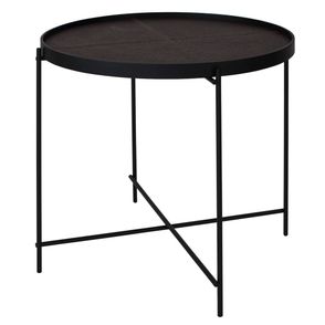 Mesa Lateral Baixa Volpi Tampo Croco Preto Borda Laca Preta e Base Preta - 67787