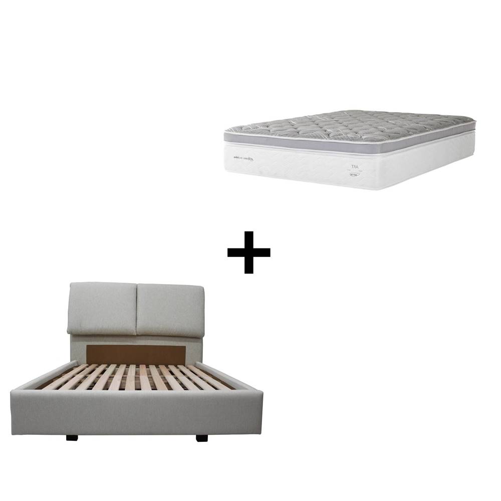 conjunto cama one touch bege com colchão sun top queen