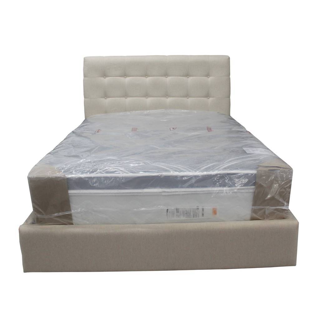 cama oslo na cor bege com coolchão embalado