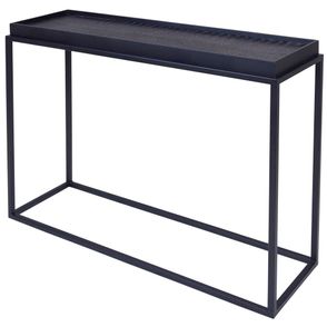 Mesa Lateral Loi Laca Preta com Croco Preto Base Preta - 67274