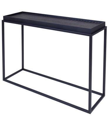 Mesa Lateral Loi Laca Preta com Croco Preto Base Preta - 67274