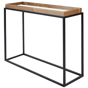 Mesa Lateral Loi Nogueira Gold com Espelho e Base Preta - 67794