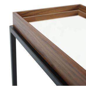 Mesa Lateral Loi Nogueira Gold com Espelho e Base Preta - 67794