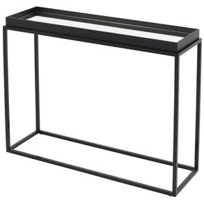 Mesa Lateral Loi Laca Preto com Espelho e Base Preta - 67795