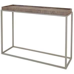 Mesa Lateral Loi Nogueira com Recouro Croco Fendi e Base Champagne - 67798