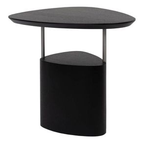 Mesa Lateral Elsinki Baixa Tampo e Base Carvalho Ebanizado Haste Dourada 50cm - 67803