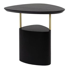 Mesa Lateral Elsinki Baixa Tampo e Base Carvalho Ebanizado Haste Grafite 50cm - 67804