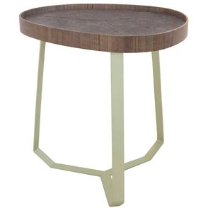 Mesa Lateral Rocco Baixa Tampo Nogueira e Castanho Base Dourada - 67810