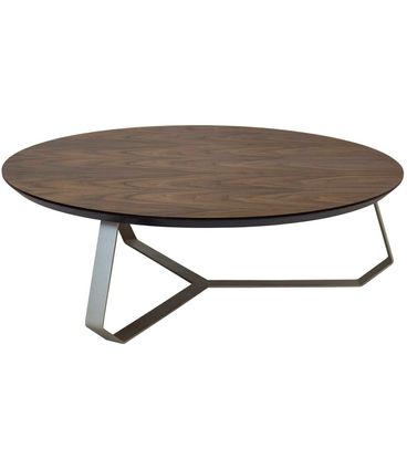 Mesa de Centro Liban Alta Tampo Nogueira e Base Champagne - 67819