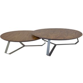 Conjunto Mesa de Centro Liban Tampo Nogueira e Base Champagne - 67823