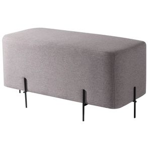 Puff Beagle Retangular Linho Cinza Base Preto - 67838