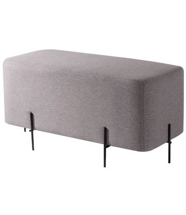 Puff Beagle Retangular Linho Cinza Base Preto - 67838