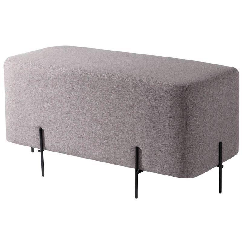 PuffBeagleRetangularLinhoCinzaBasePreto