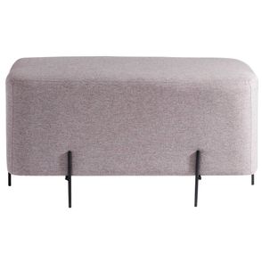Puff Beagle Retangular Linho Cinza Base Preto - 67838