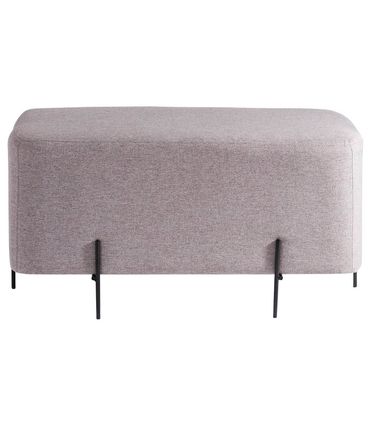 Puff Beagle Retangular Linho Cinza Base Preto - 67838