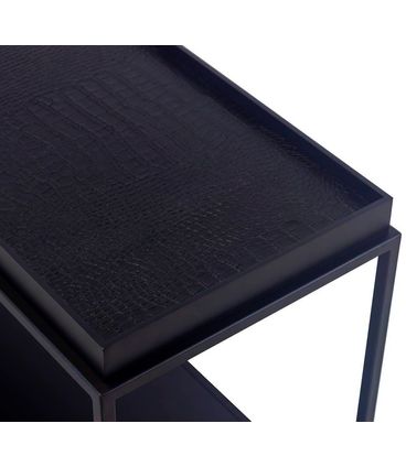 Sofa Table Loi Tampo Preto e Croco Preto com Base Preta 150cm - 67839
