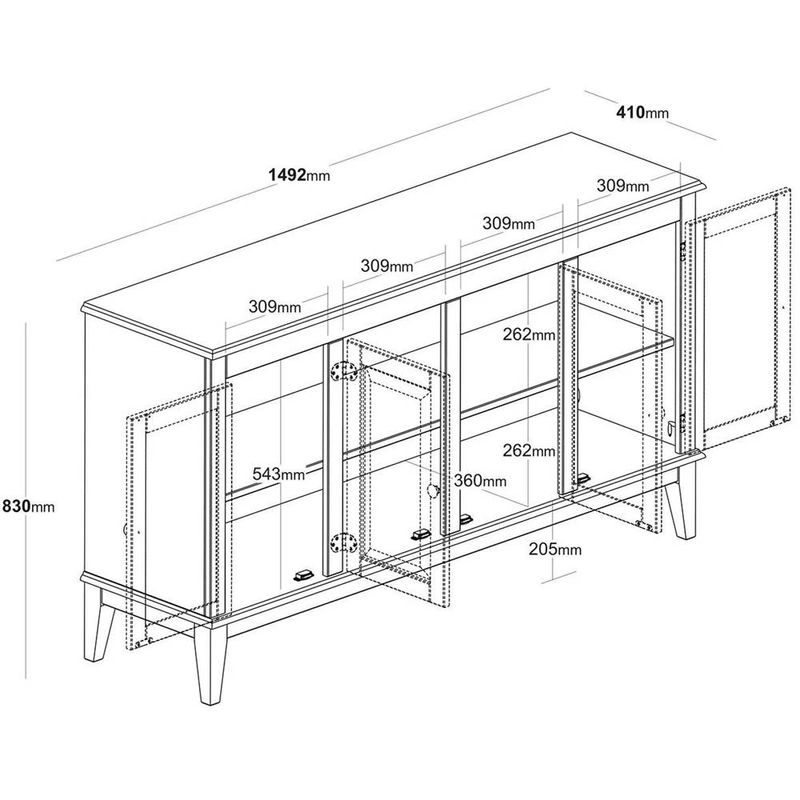 BuffetAntoine4PortasAzulPetroleo150cm
