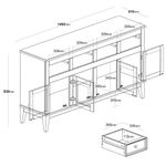 BuffetAntoine4Portase4GavetasAzulPetroleo150cm