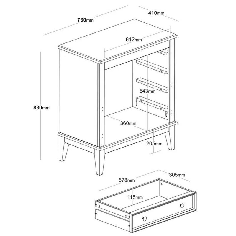 ComodaLuna4GavetasAzulPetroleo73cm