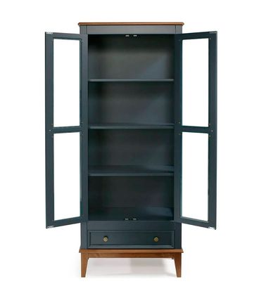 Cristaleira Bia 2 Portas e 1 Gaveta Cor Azul Petróleo 73cm - 67888