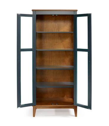 Cristaleira Bia 2 Porta de Vidro Cor Azul Petróleo 73cm - 67892