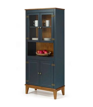 Cristaleira 4 Portas Malu Cor Azul Petróleo 88cm - 67894