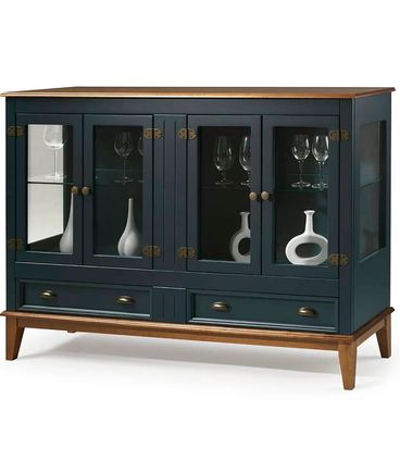 Cristaleira Agatha 4 Portas e 2 Gavetas Cor Azul Petróleo 150cm - 67895
