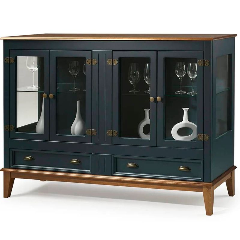 CristaleiraAgatha4Portase2GavetasCorAzulPetroleo150cm