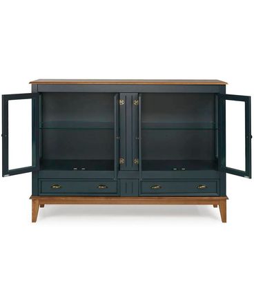 Cristaleira Agatha 4 Portas e 2 Gavetas Cor Azul Petróleo 150cm - 67895
