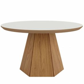 Mesa de Centro Eloi Tampo Off White Brilho Base Hexagonal Freijo 70cm - 67915