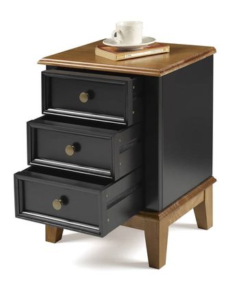 Mesa de Cabeceira Filipa 3 Gavetas cor Preta 42cm - 64406