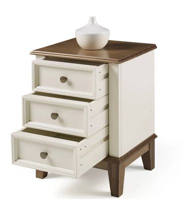 Mesa de Cabeceira Filipa 3 Gavetas cor Off White 42cm - 64400
