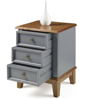 Mesa de Cabeceira Filipa 3 Gavetas cor Cinza 42cm - 64402