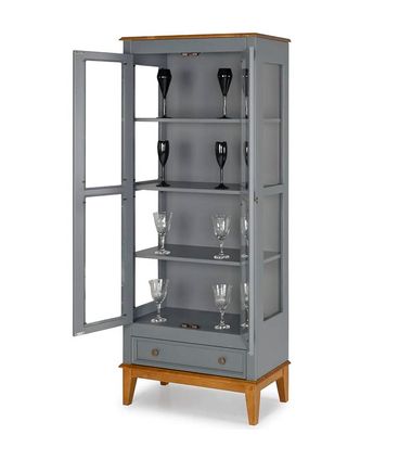 Cristaleira Bia 2 Portas e 1 Gaveta Cor Cinza 73cm - 64441