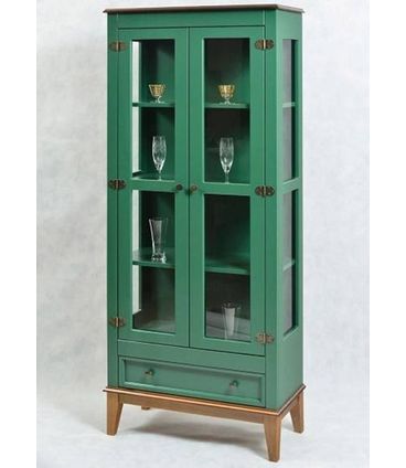 Cristaleira Bia 2 Portas e 1 Gaveta Cor Verde 73cm - 66585