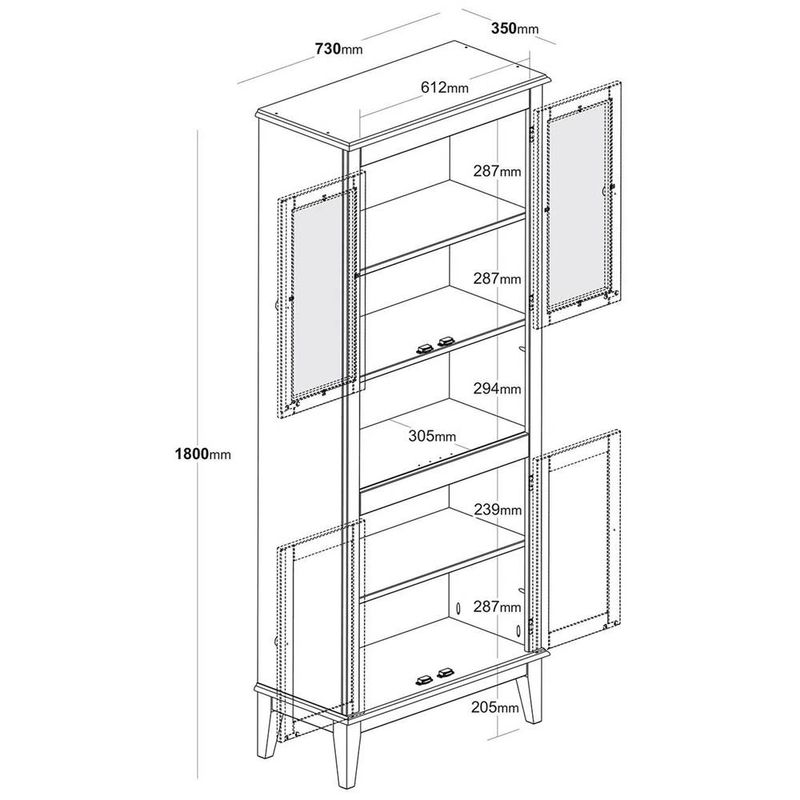 Cristaleira4PortasMaluCorVerde88cm