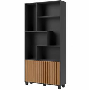 Estante Ethan Ripada Preto Fosco e Freijo 94cm - 67978