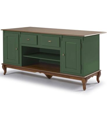 Mesa Ilha Fiona Verde Musgo 2 Portas 2 Gavetas 176cm - 64920