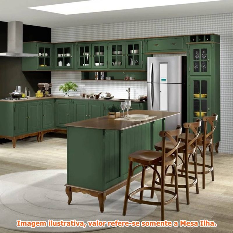 MesaIlhaFionaVerdeMusgo2Portas2Gavetas176cm